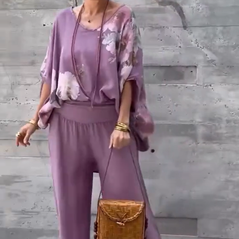 Régine - Ensemble 2 Pièces en Chiffon Imprimé Ample