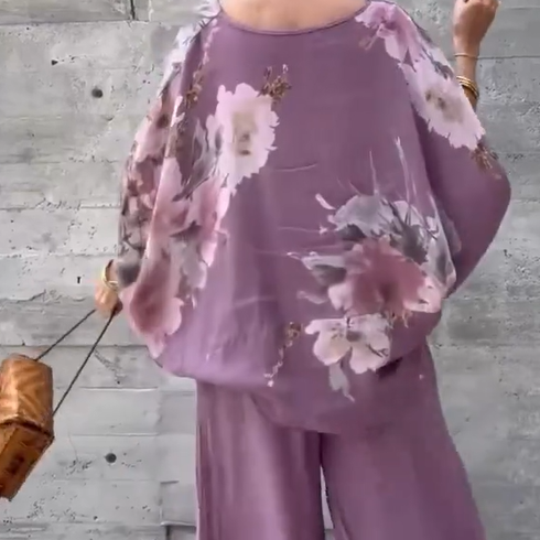 Régine - Ensemble 2 Pièces en Chiffon Imprimé Ample