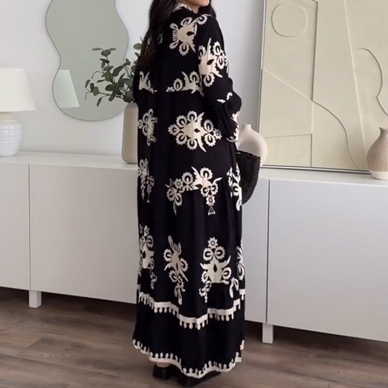 Katell - Robe Midi Ample pour Femme avec Ourlet Volanté