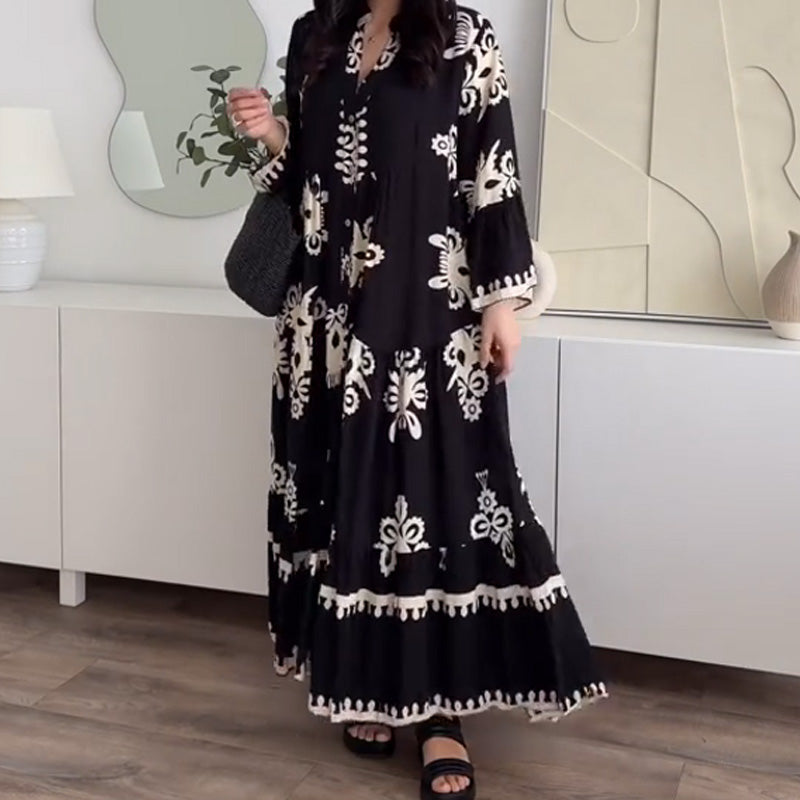 Katell - Robe Midi Ample pour Femme avec Ourlet Volanté