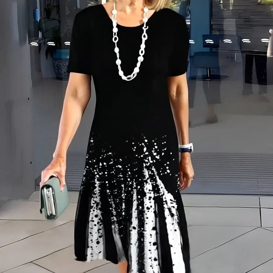 Dalia - Robe Plissée Femme avec Blocs de Couleurs