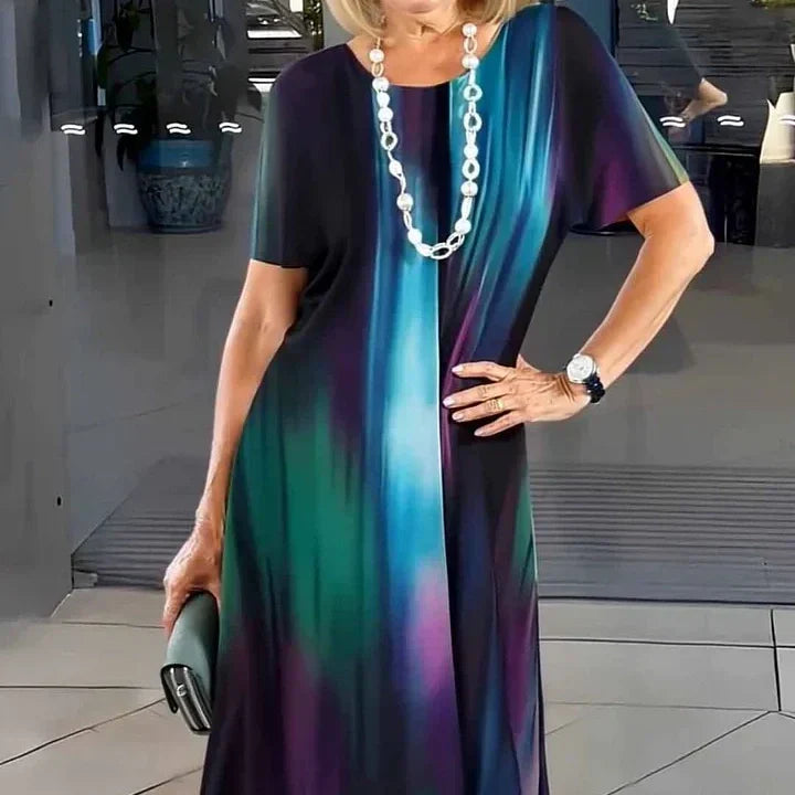 Dalia - Robe Plissée Femme avec Blocs de Couleurs