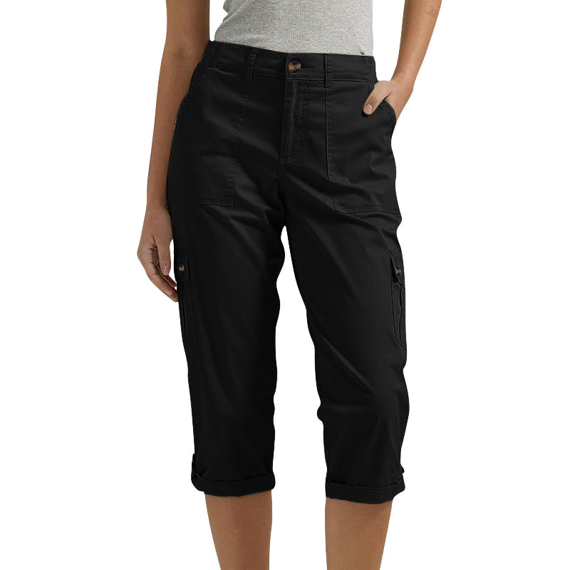 Ophiria - Pantalon cargo capri femme multi poches coupe décontractée