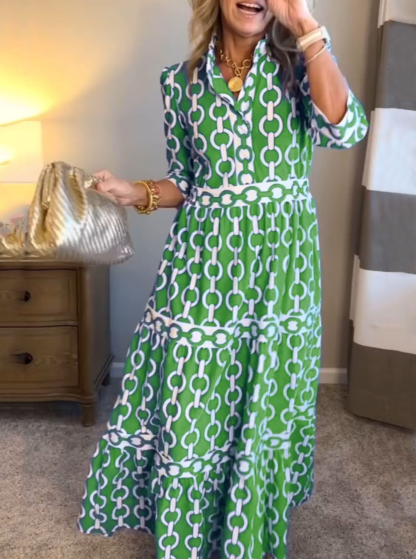 Dina - Robe Imprimée avec Col Revers
