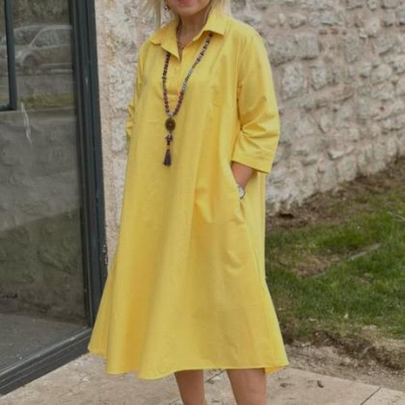 Kaela - Robe Décontractée Unie pour Femmes avec Poches Pratiques