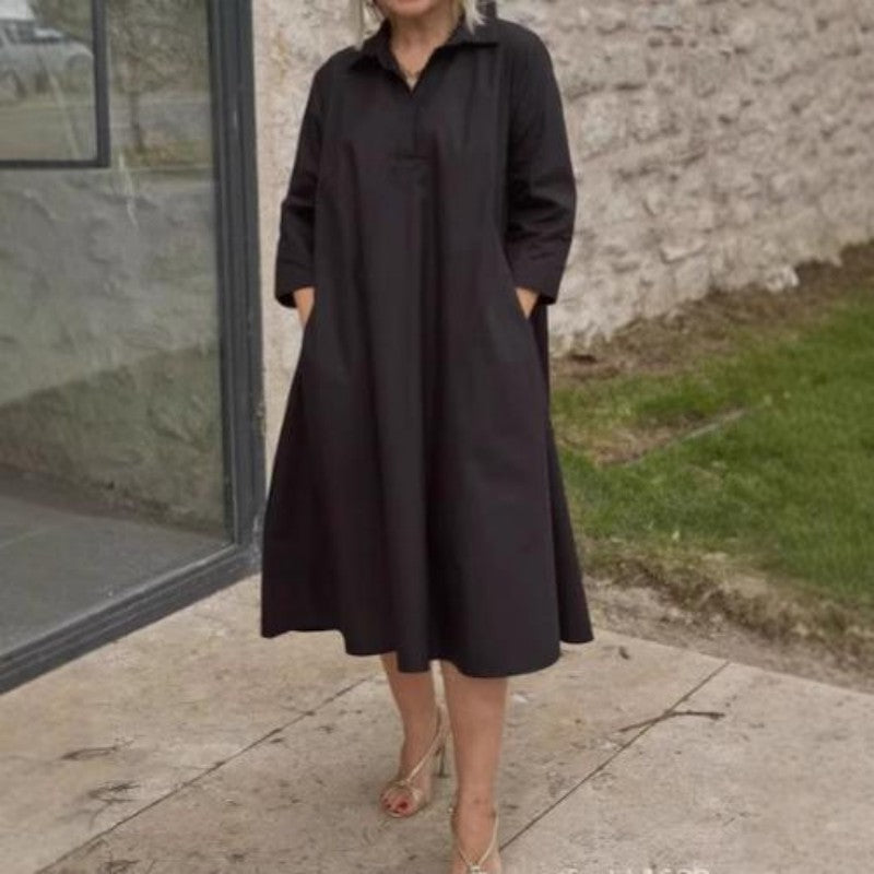 Kaela - Robe Décontractée Unie pour Femmes avec Poches Pratiques