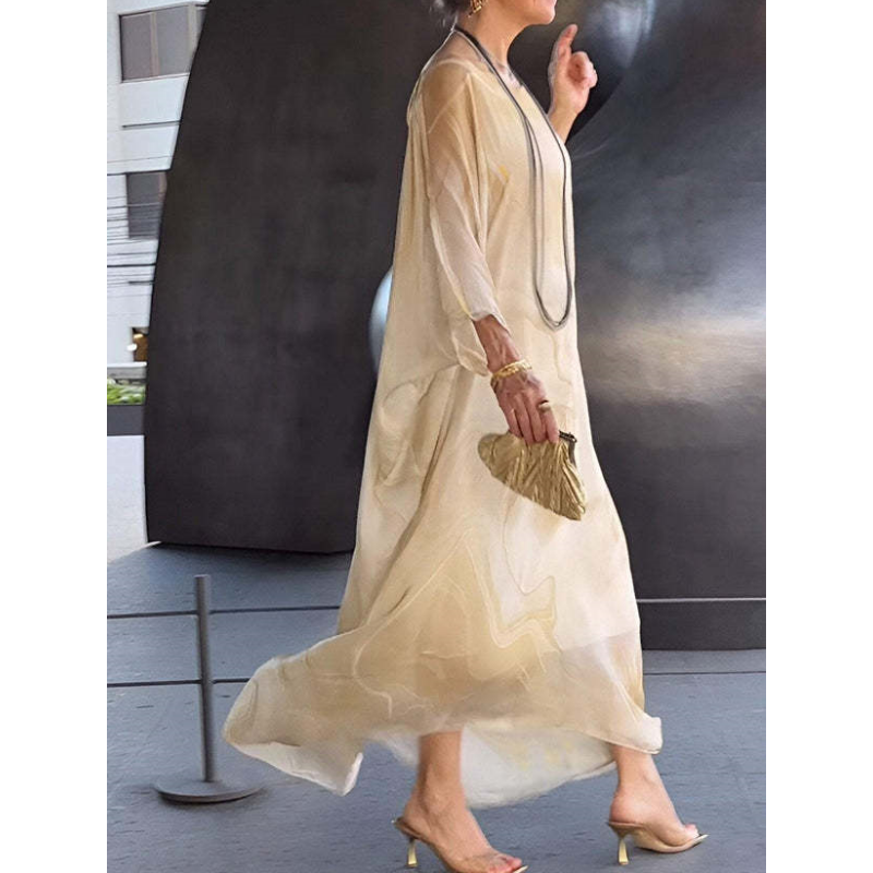 Lenora - Robes élégantes en chiffon marbré avec impression