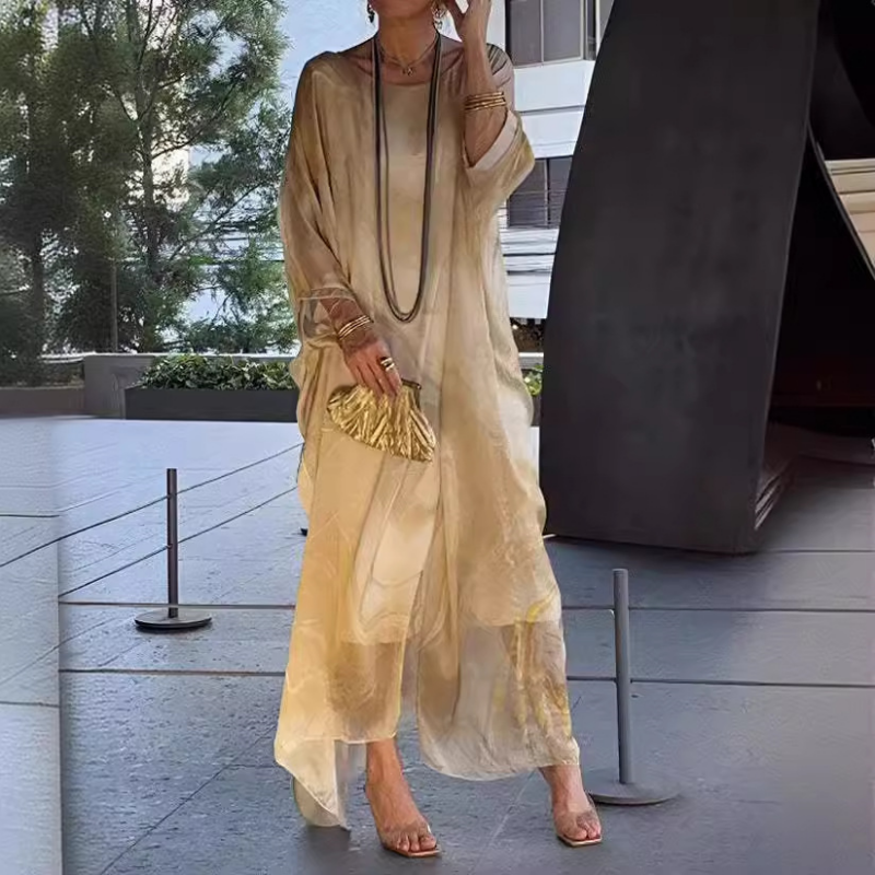 Lenora - Robes élégantes en chiffon marbré avec impression