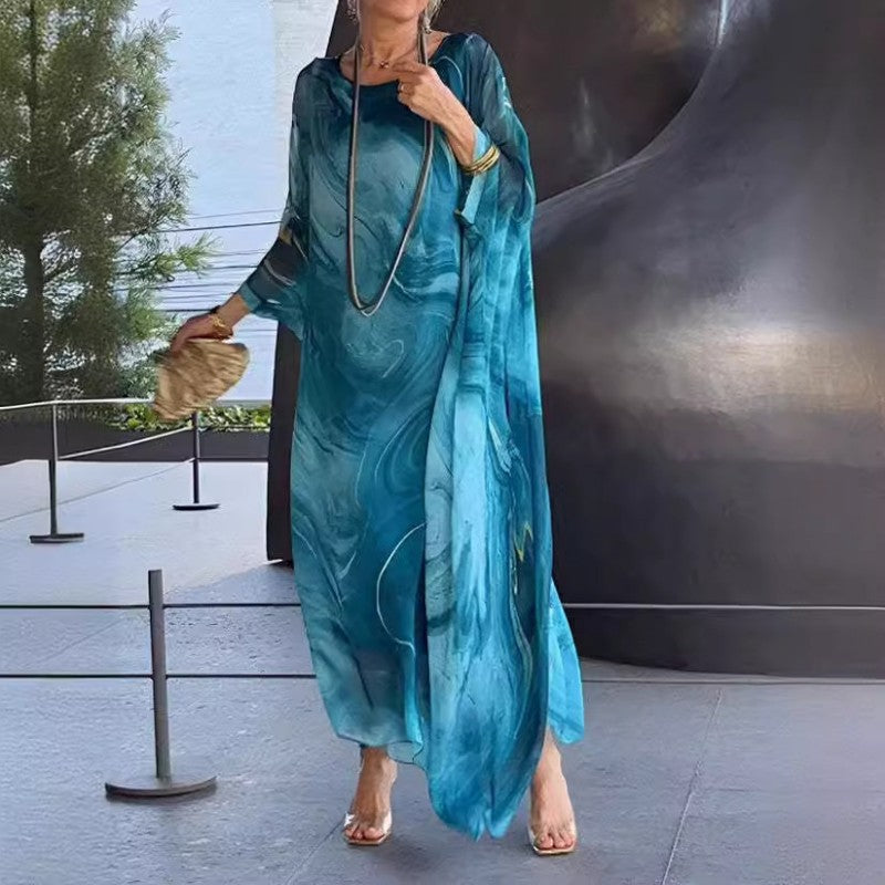 Lenora - Robes élégantes en chiffon marbré avec impression