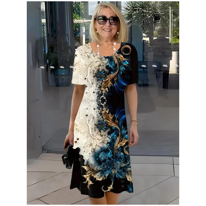 Selene - Robe d'été femme décontractée avec motif floral 3D
