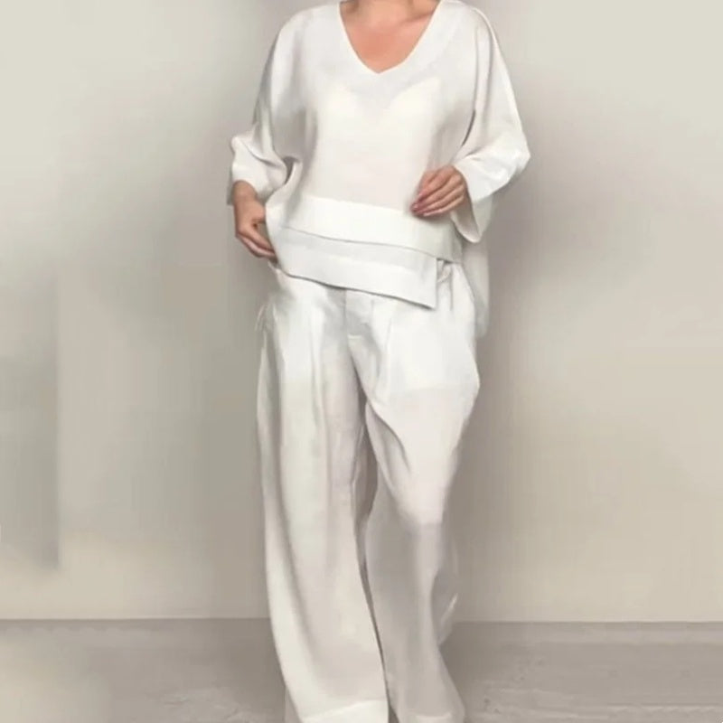 Viviette - Ensemble Élégant en Coton et Lin pour Femme – 2 Pièces