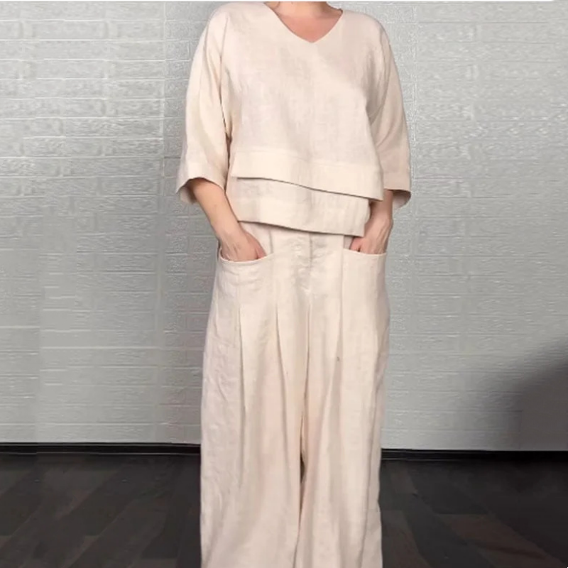 Ilyara - Ensemble Décontracté Coton Lin Femme