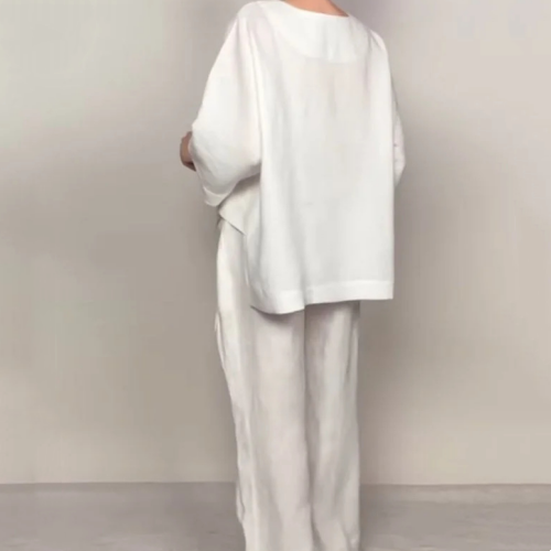 Viviette - Ensemble Élégant en Coton et Lin pour Femme – 2 Pièces