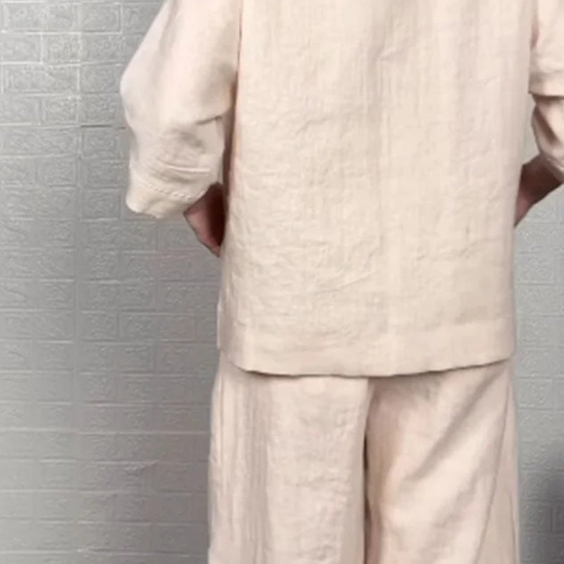 Viviette - Ensemble Élégant en Coton et Lin pour Femme – 2 Pièces