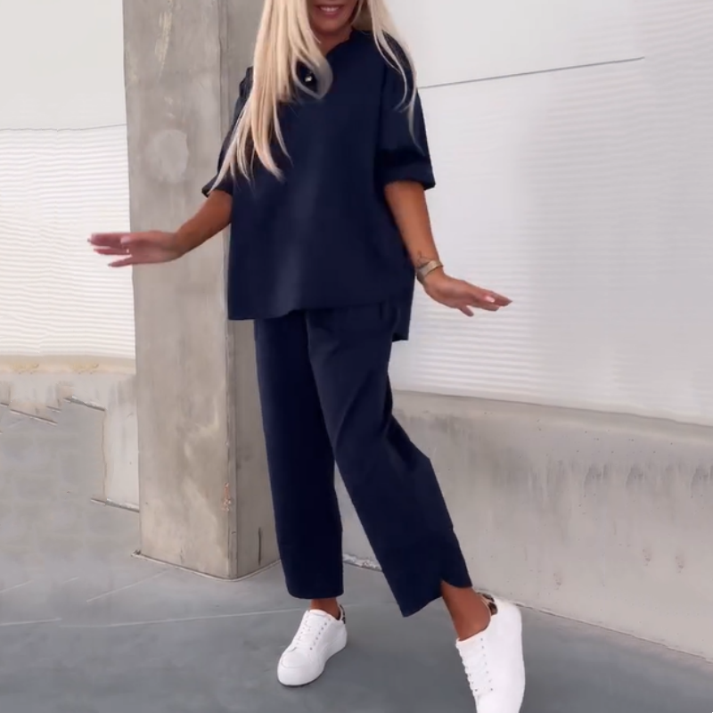 Ilina - Ensemble Deux Pièces Haut à Manches Courtes et Pantalon