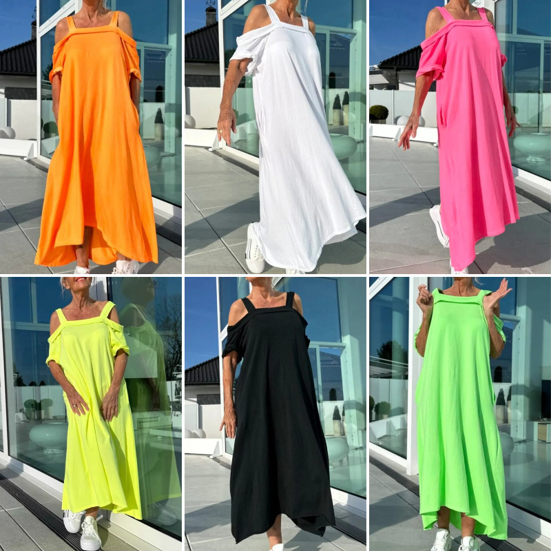 Phaedra - Robe maxi femme élégante et confortable à épaules dénudées