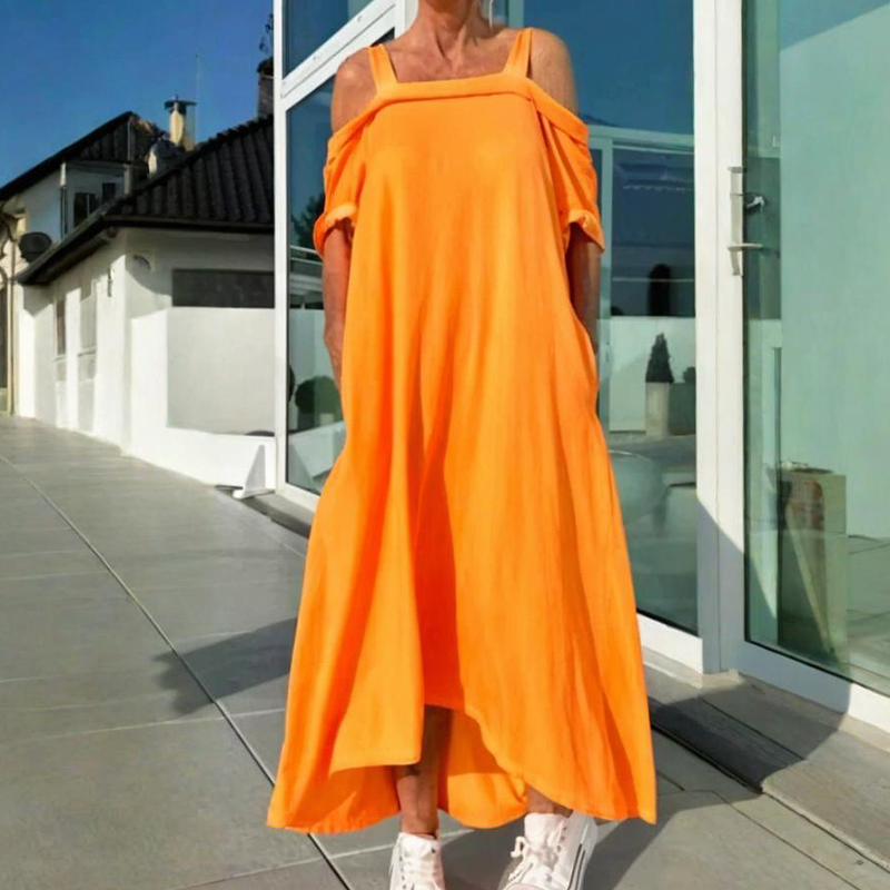 Phaedra - Robe maxi femme élégante et confortable à épaules dénudées