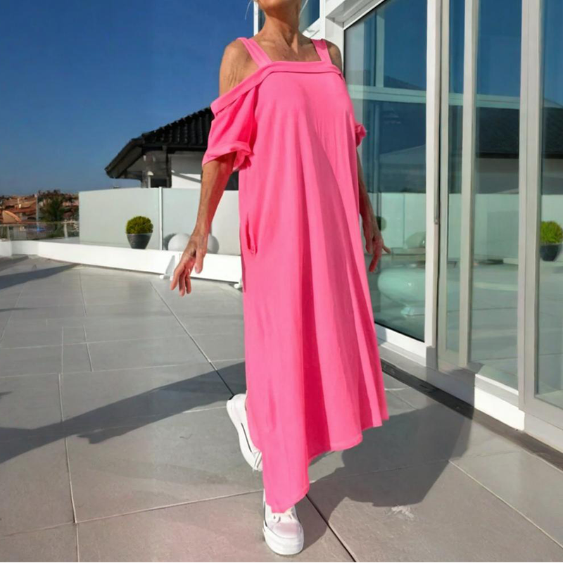 Phaedra - Robe maxi femme élégante et confortable à épaules dénudées