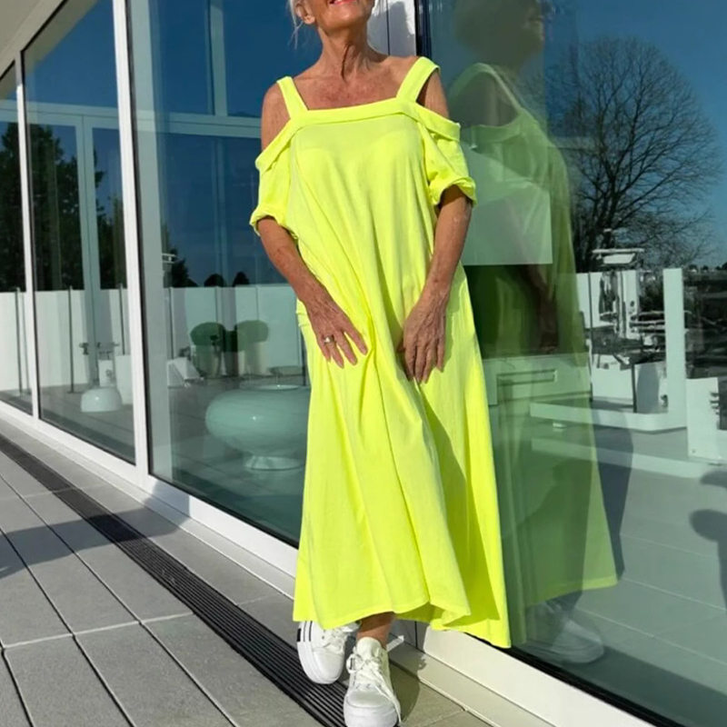 Phaedra - Robe maxi femme élégante et confortable à épaules dénudées