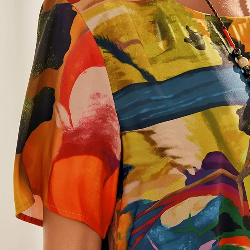 Nyelisse - Robe fluide aux couleurs tropicales vives