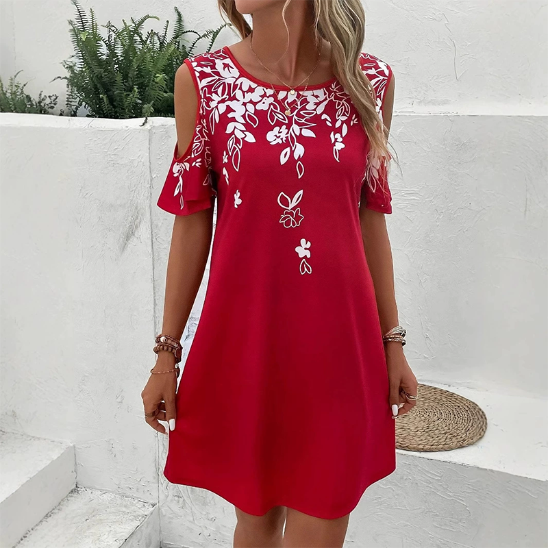 Elanora - Robe à bretelles avec imprimé floral et manches découpées