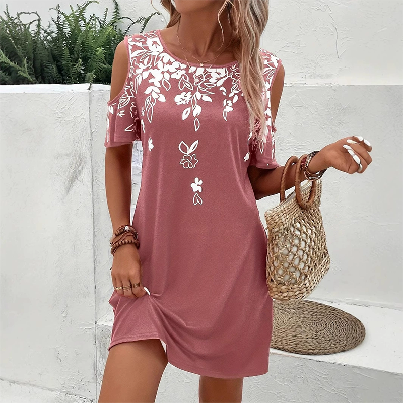 Elanora - Robe à bretelles avec imprimé floral et manches découpées