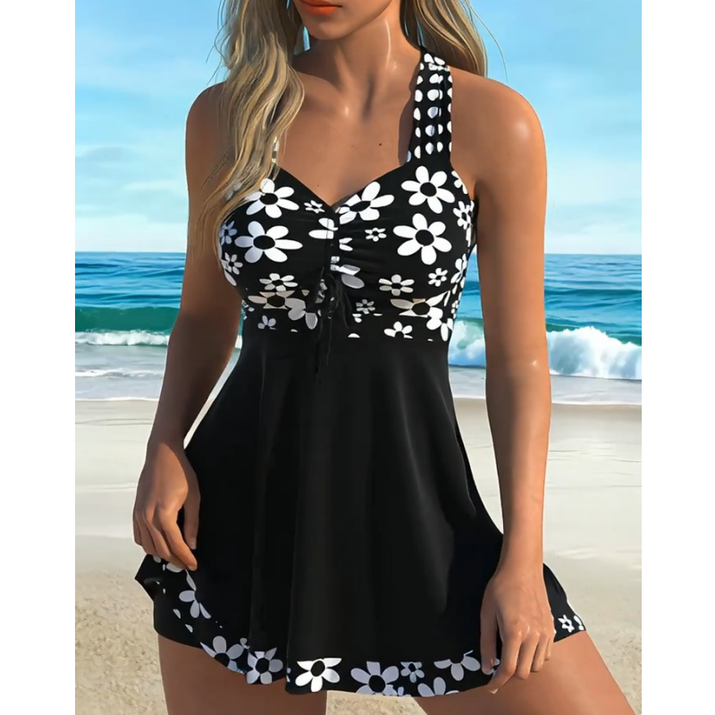 Helirae - Tankini de bain avec imprimé floral et shorty pour femmes