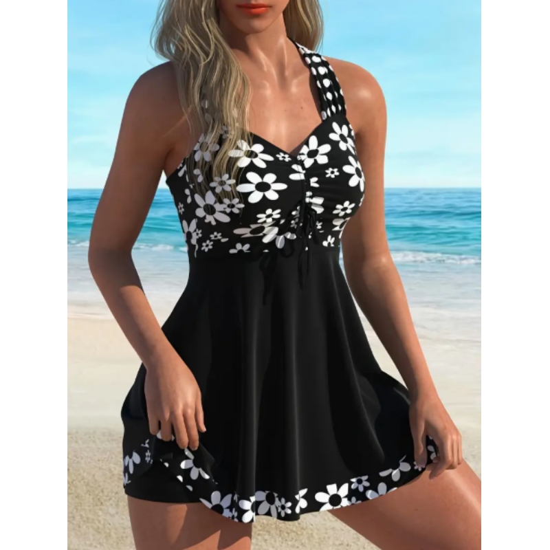 Helirae - Tankini de bain avec imprimé floral et shorty pour femmes