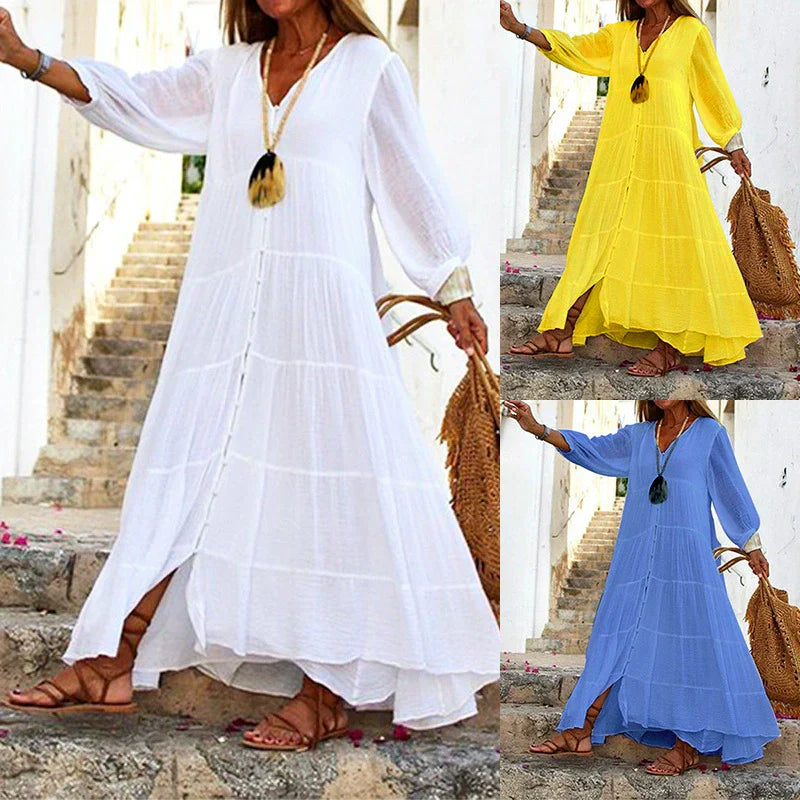 Lunariah - Robe maxi à décolleté en V pour femmes