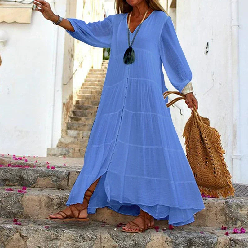 Lunariah - Robe maxi à décolleté en V pour femmes