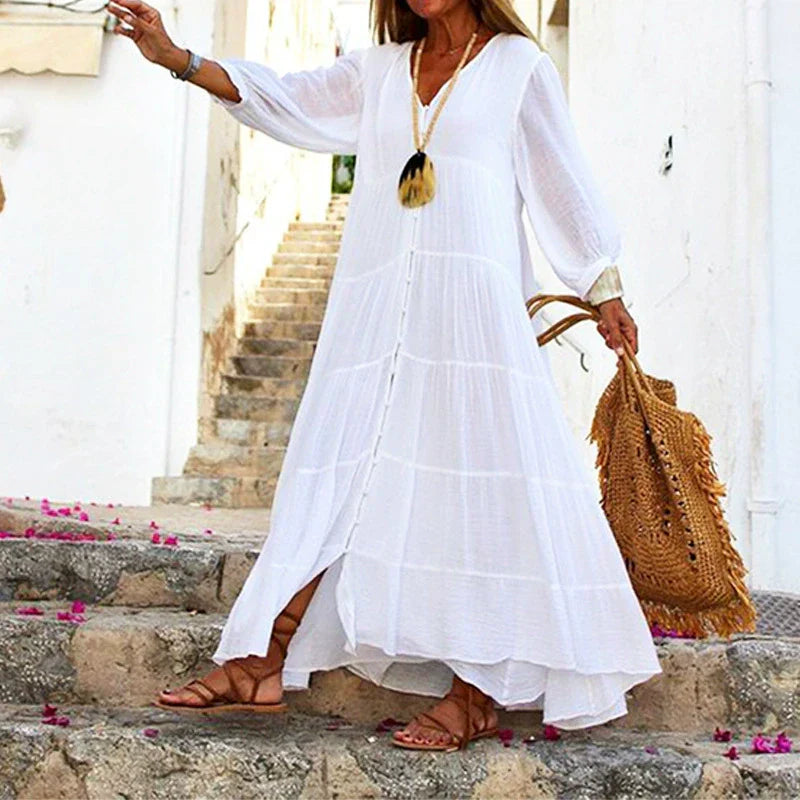 Lunariah - Robe maxi à décolleté en V pour femmes
