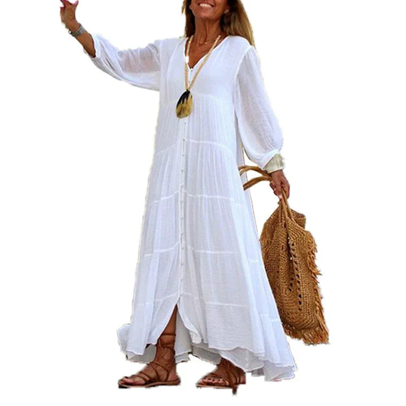 Lunariah - Robe maxi à décolleté en V pour femmes
