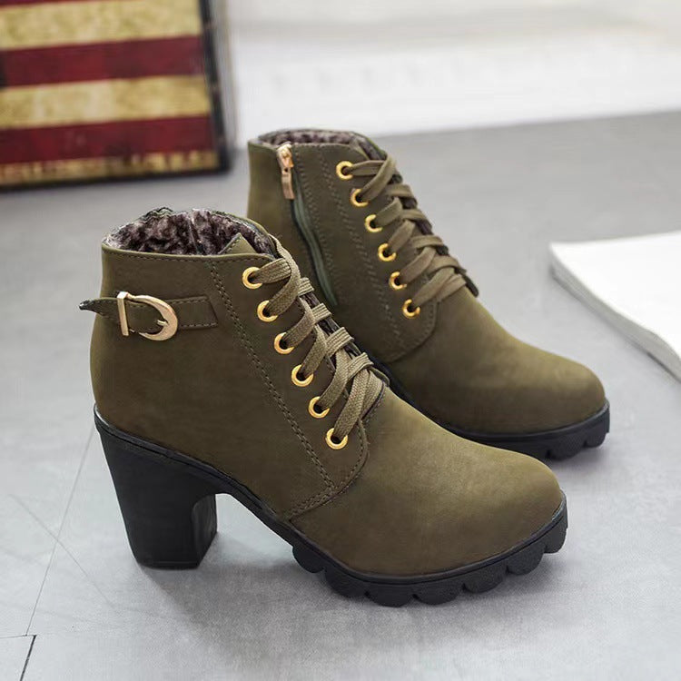 Noralyn - Bottes femme à talon épais avec semelle antidérapante