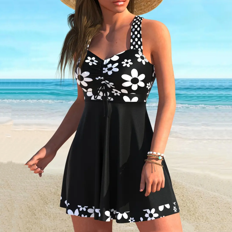 Jorixa - Maillot de bain robe femme gainante avec short intégré élégant
