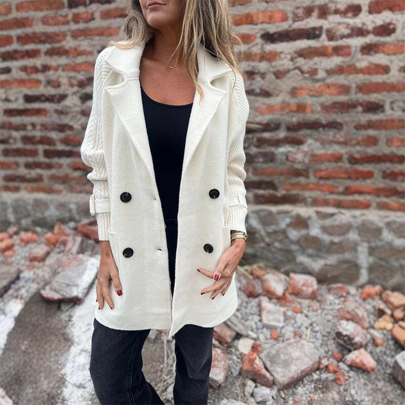 Lunelora - Manteau Mi-Long Élégant à Double Boutonnage