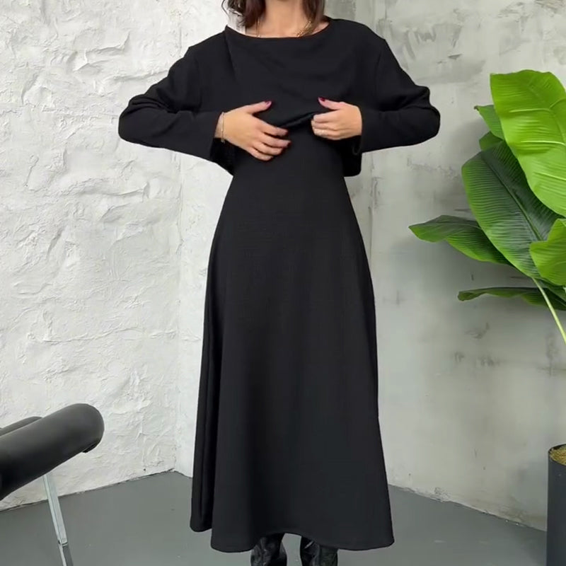 Kalissavine -  Ensemble Tricoté Deux Pièces Femme – Robe Midi & Top Court Élégant