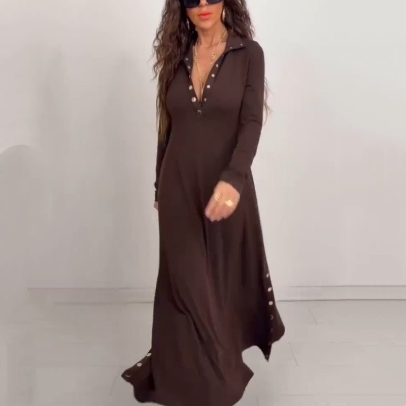 Noralissae - Robe Maxi Chic à Boutons