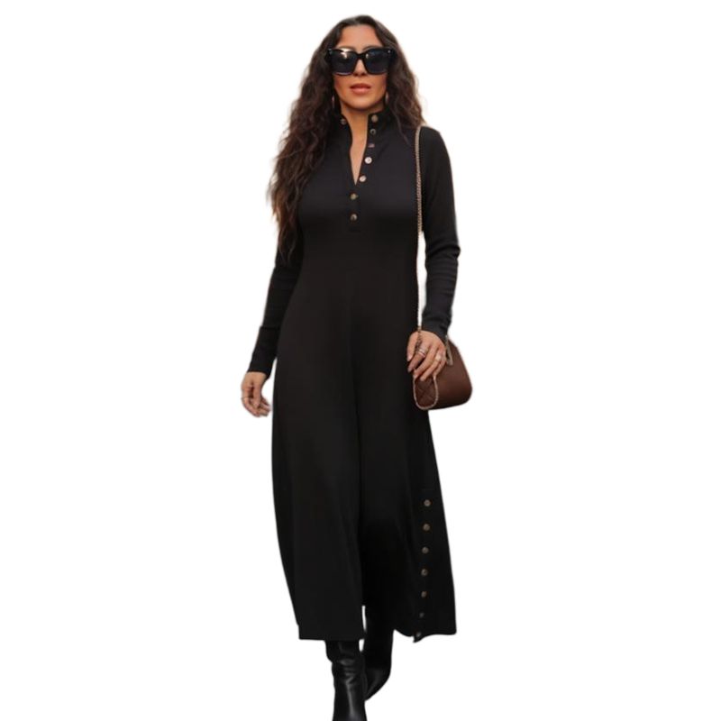 Noralissae - Robe Maxi Chic à Boutons