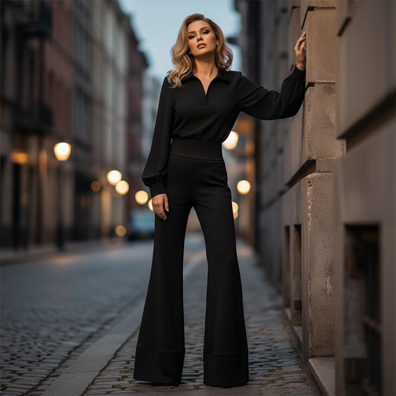 Brynelle - Ensemble Chic Femme Chemisier Et Pantalon Large