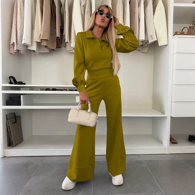 Brynelle - Ensemble Chic Femme Chemisier Et Pantalon Large