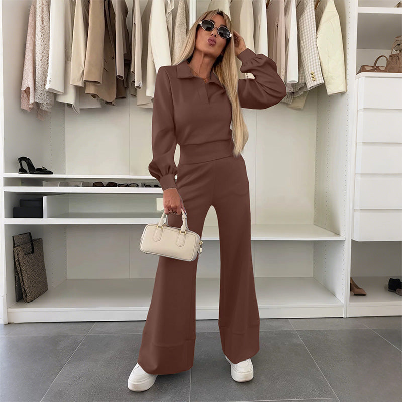 Brynelle - Ensemble Chic Femme Chemisier Et Pantalon Large