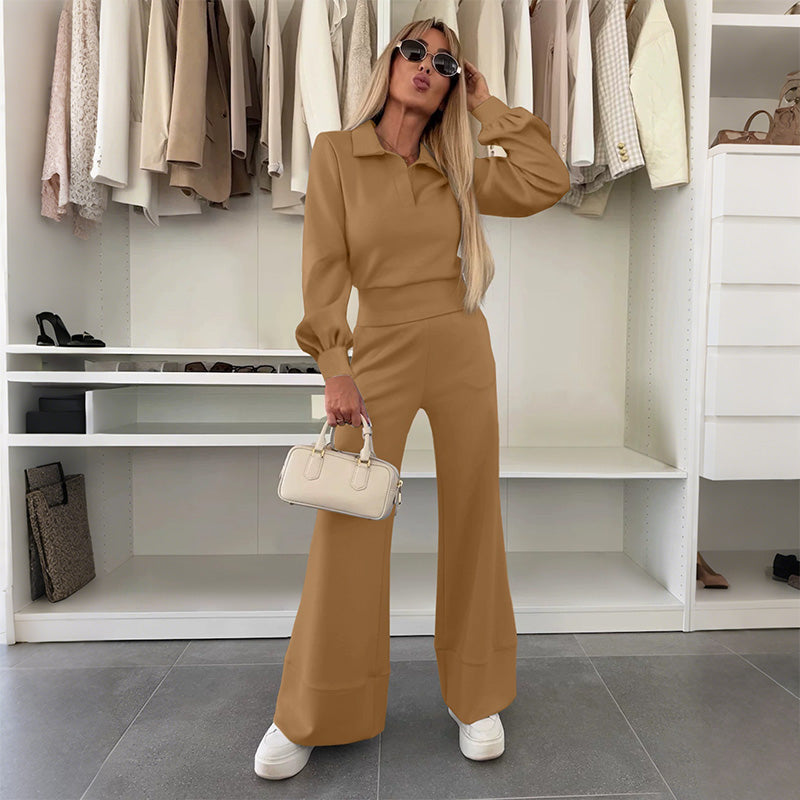 Brynelle - Ensemble Chic Femme Chemisier Et Pantalon Large