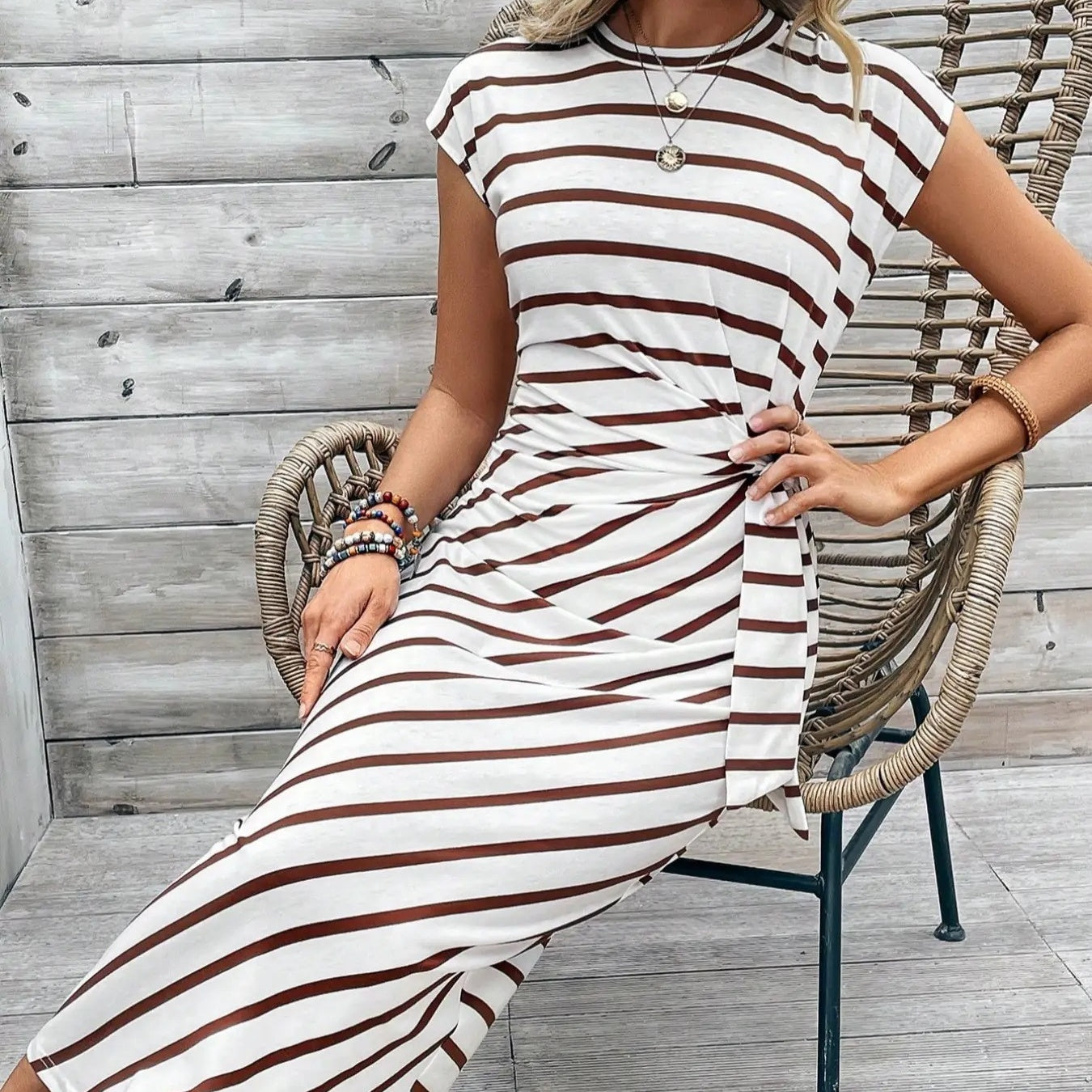 Joreliah - Robe moulante femme imprimé léopard avec drapé flatteur