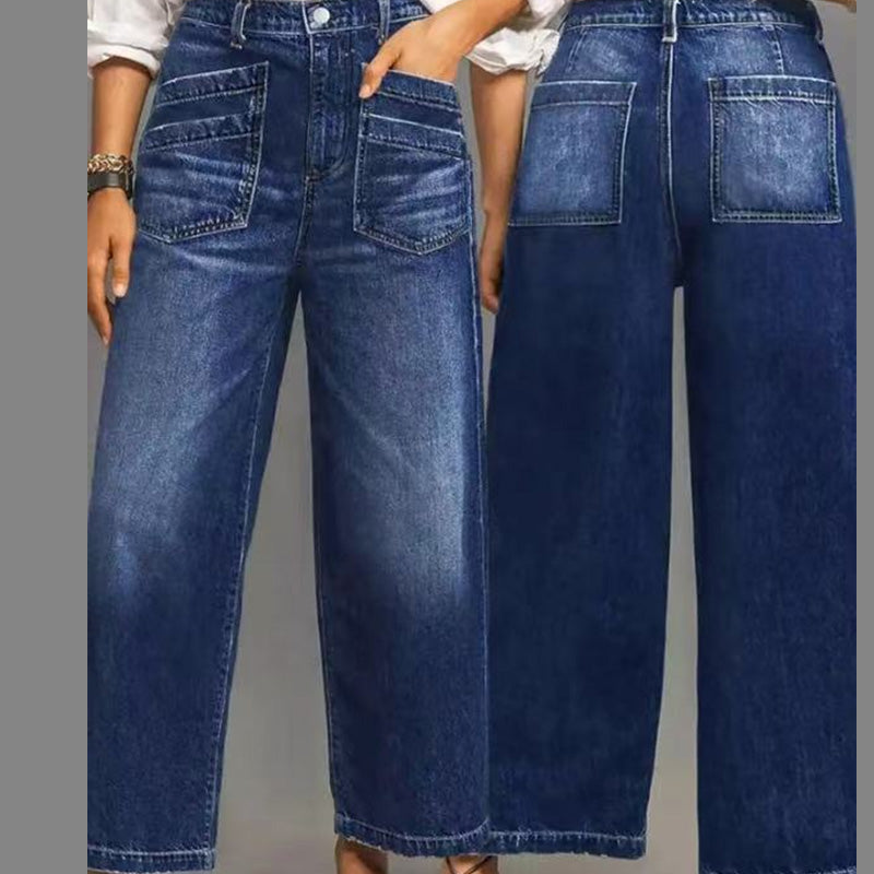 Rexelle - Jean Femme Taille Haute Coupe Large Denim Confort & Style Moderne