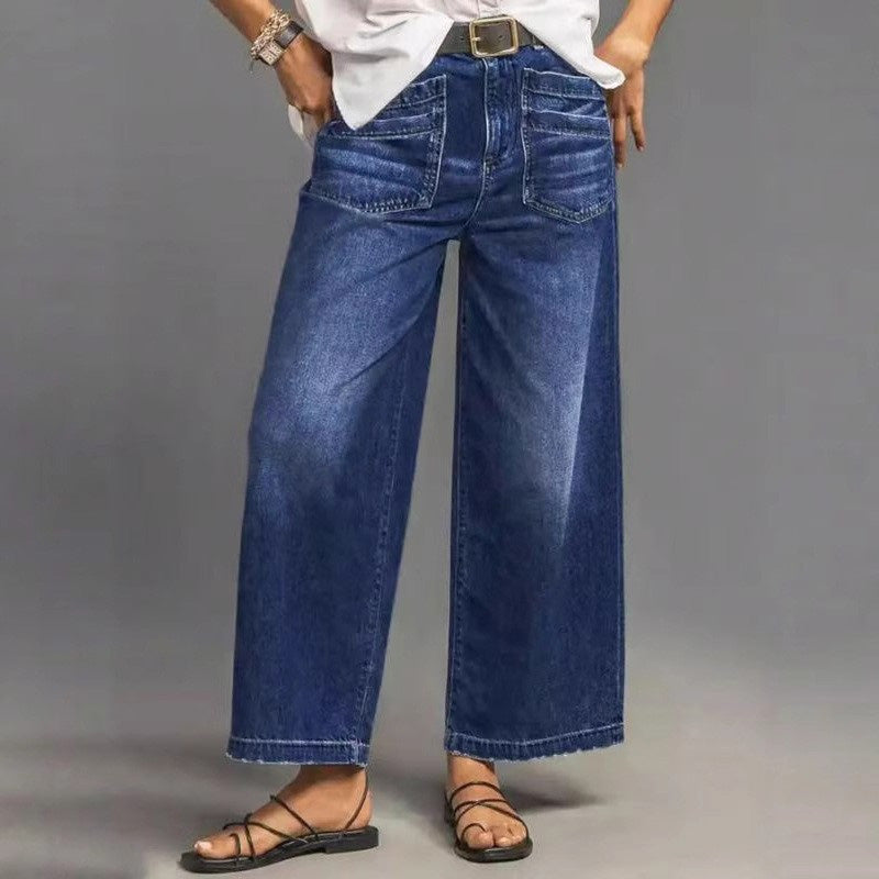 Rexelle - Jean Femme Taille Haute Coupe Large Denim Confort & Style Moderne