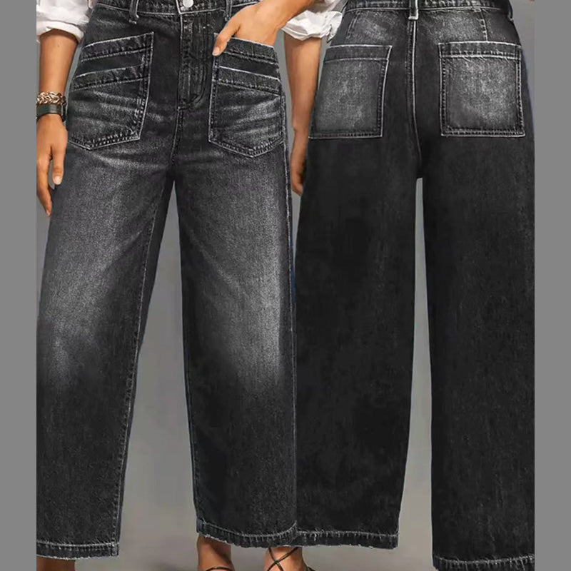 Rexelle - Jean Femme Taille Haute Coupe Large Denim Confort & Style Moderne