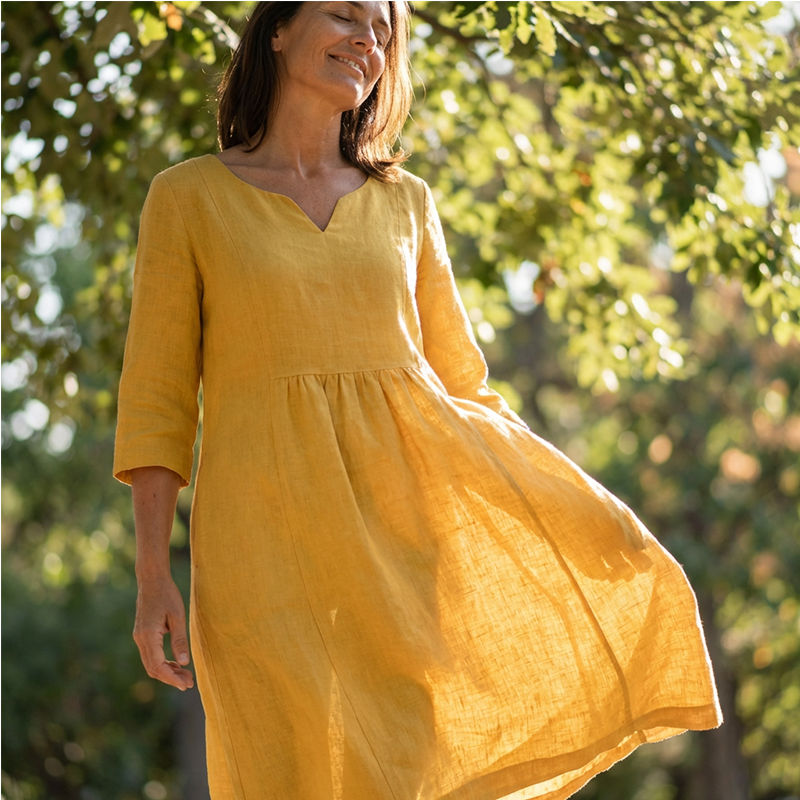 Sylvara - Robe Midi Fluide Col V Femme