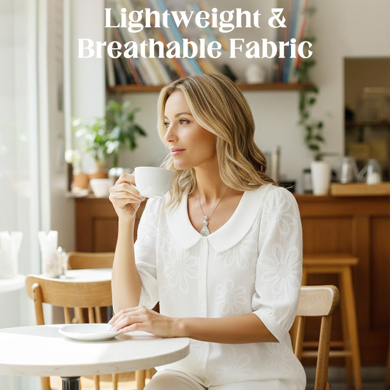 Perina - Chemise Fleurie Brodée Style Rétro