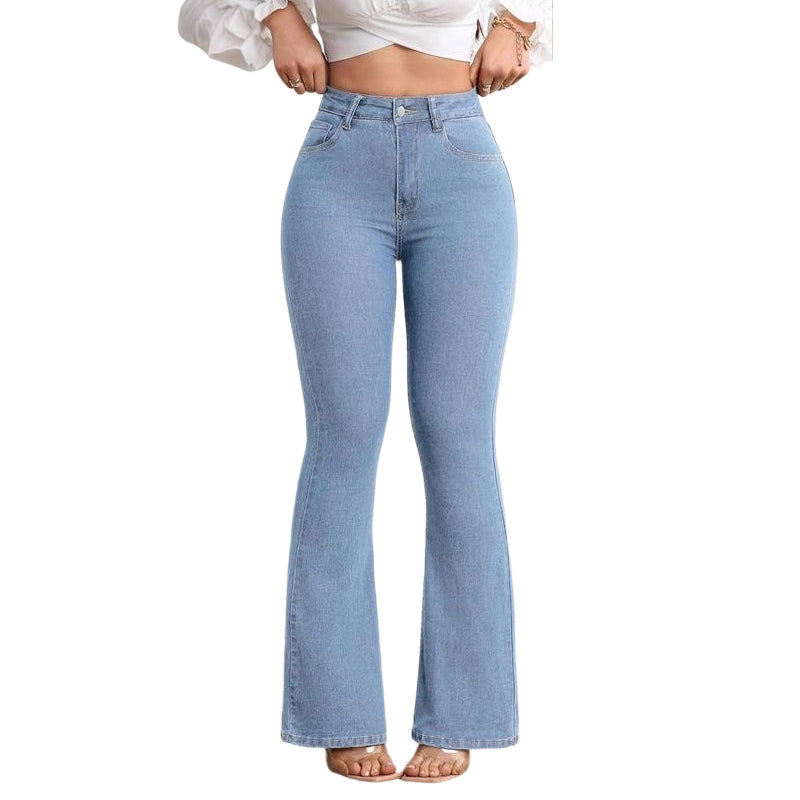 Evarixa - Jean Femme Taille Haute Évasé Coupe Flatteuse Silhouette Allongée