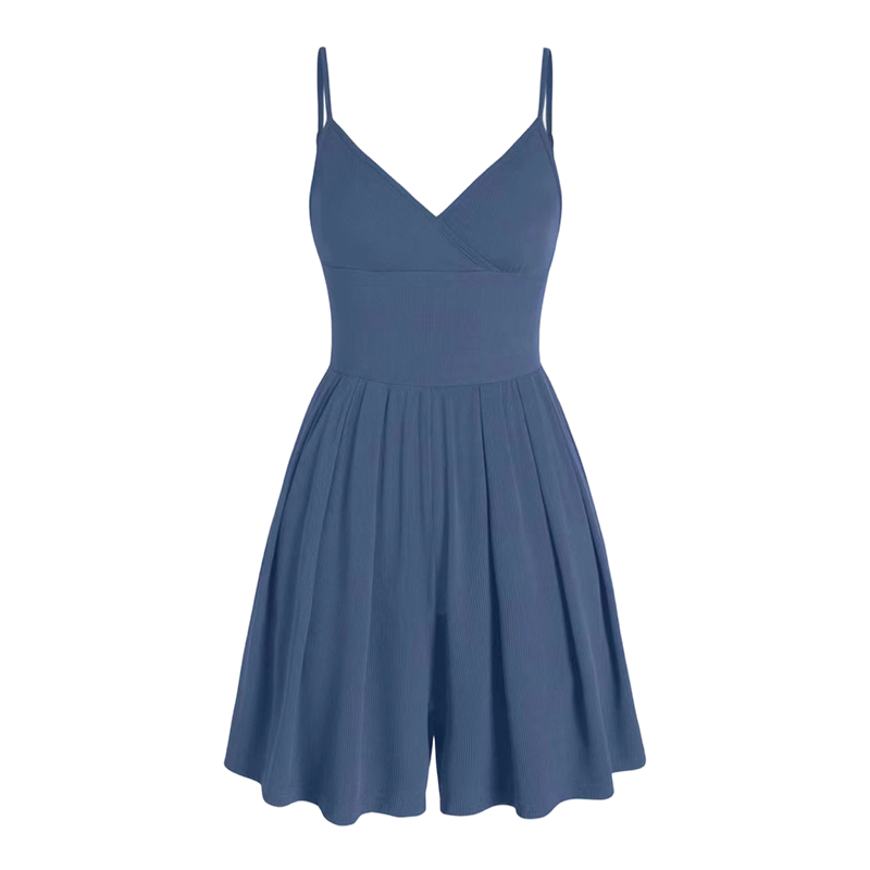 Mirestra - Combinaison short femme en maille côtelée avec jupe évasée intégrée